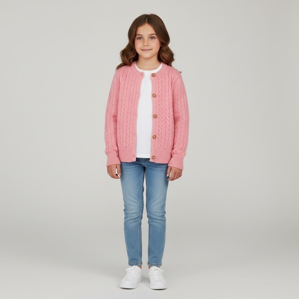 Vineyard Vines Girls Cable Knit classic CTN Cashmere Cardigan 
Sweater L preppy